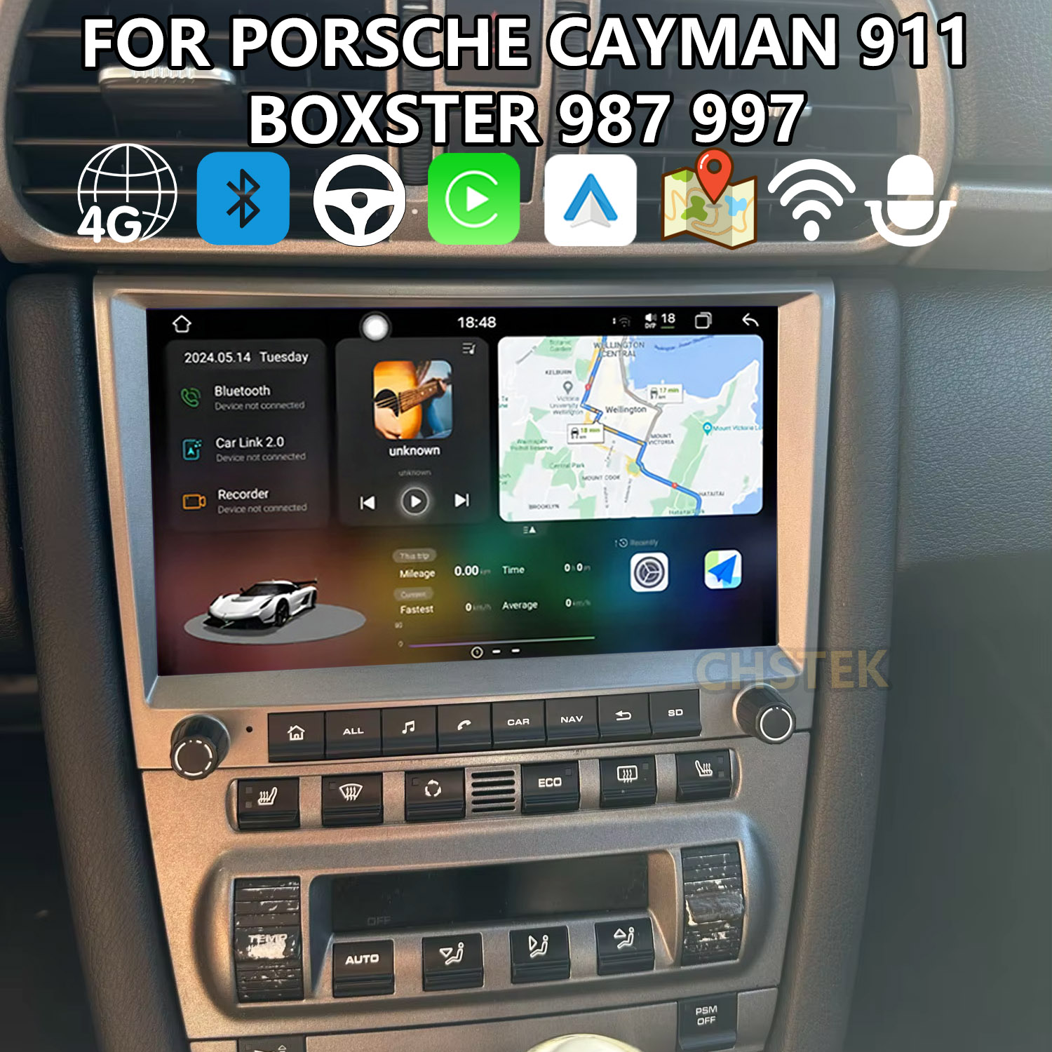 Model Kit Porsche 911 - Système de navigation Carplay CHSTEK pour